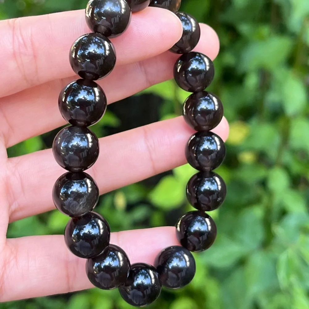12mm stretchable ice‎ obsidian bracelet